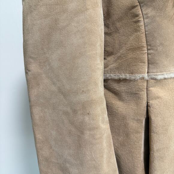 VTG Guess Womens Leather Coat Jacket Faux Fur Collar M Tan Y2K Indie Grunge 70s - Picture 12 of 16